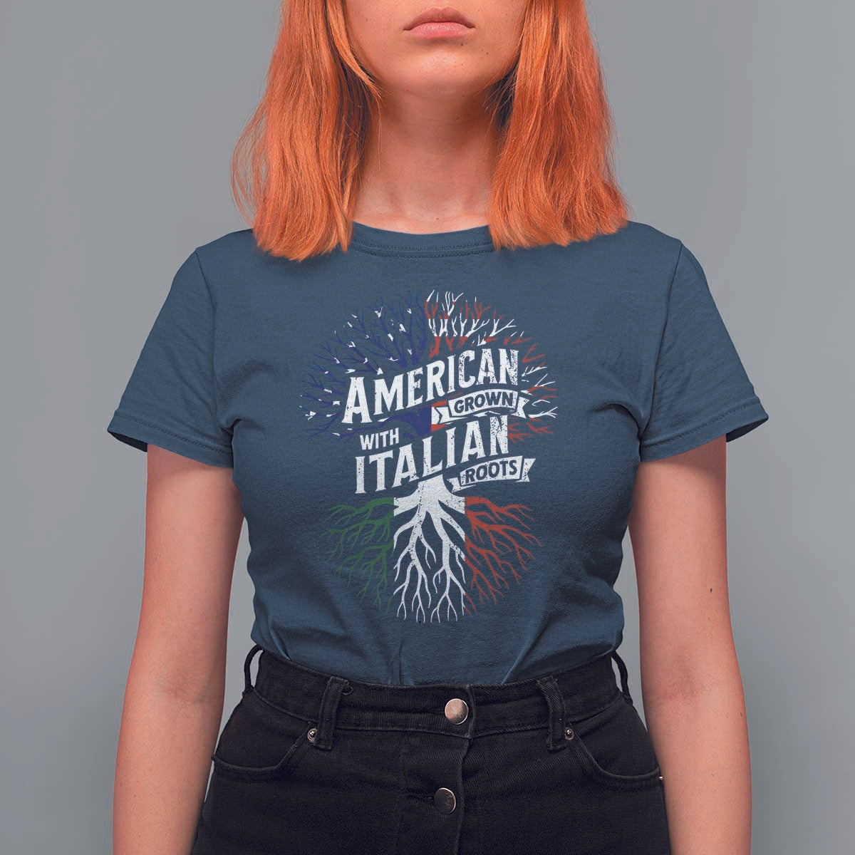 American Grown With Italian Roots T Shirt For Women Family Tree Italy Flag - Wonder Print Shop
