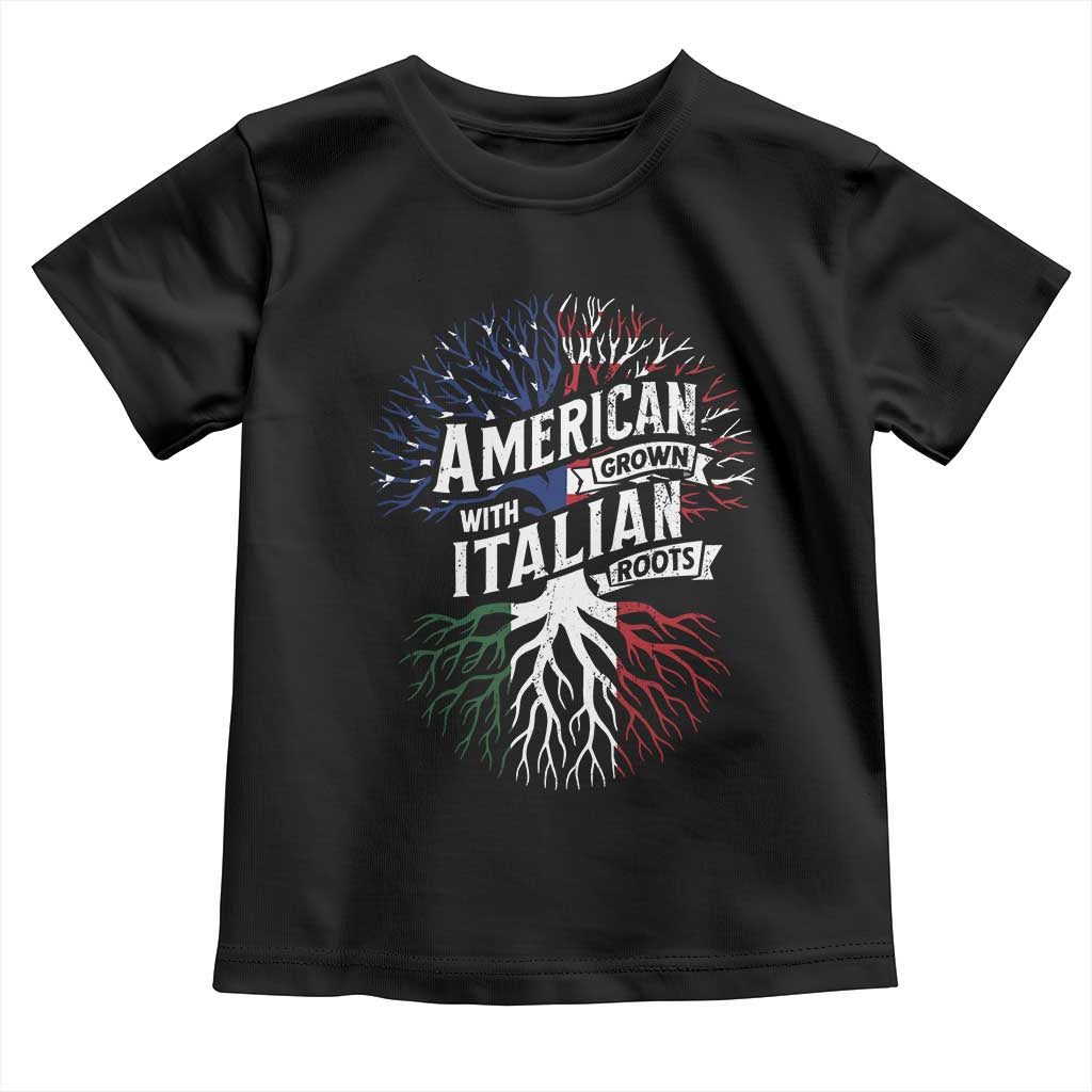 American Grown With Italian Roots Toddler T Shirt Family Tree Italy Flag - Wonder Print Shop