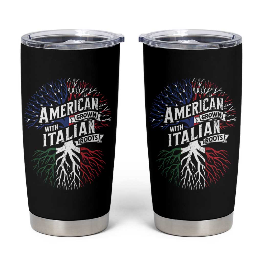 American Grown With Italian Roots Tumbler Cup Family Tree Italy Flag - Wonder Print Shop
