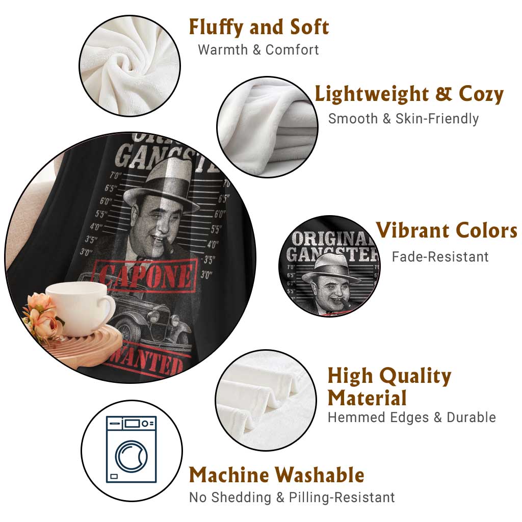 Original Gangster Most Wanted Al Capone Throw Blanket Italian American Mafia - Wonder Print Shop