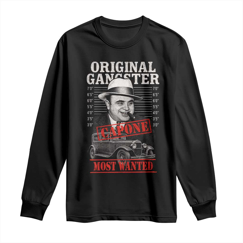 Original Gangster Most Wanted Al Capone Long Sleeve Shirt Italian American Mafia - Wonder Print Shop