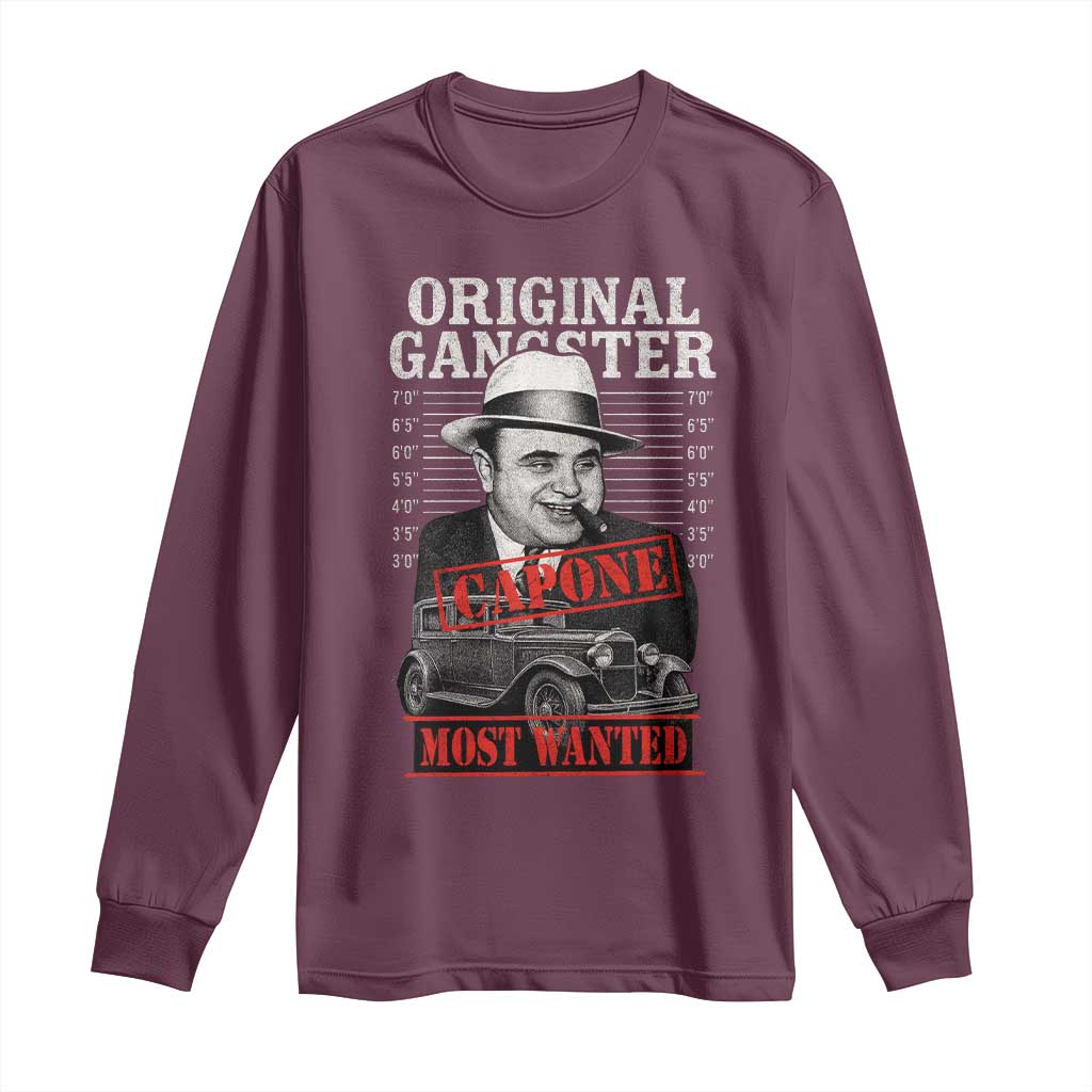 Original Gangster Most Wanted Al Capone Long Sleeve Shirt Italian American Mafia - Wonder Print Shop