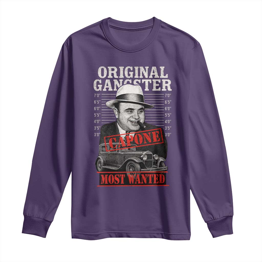Original Gangster Most Wanted Al Capone Long Sleeve Shirt Italian American Mafia - Wonder Print Shop