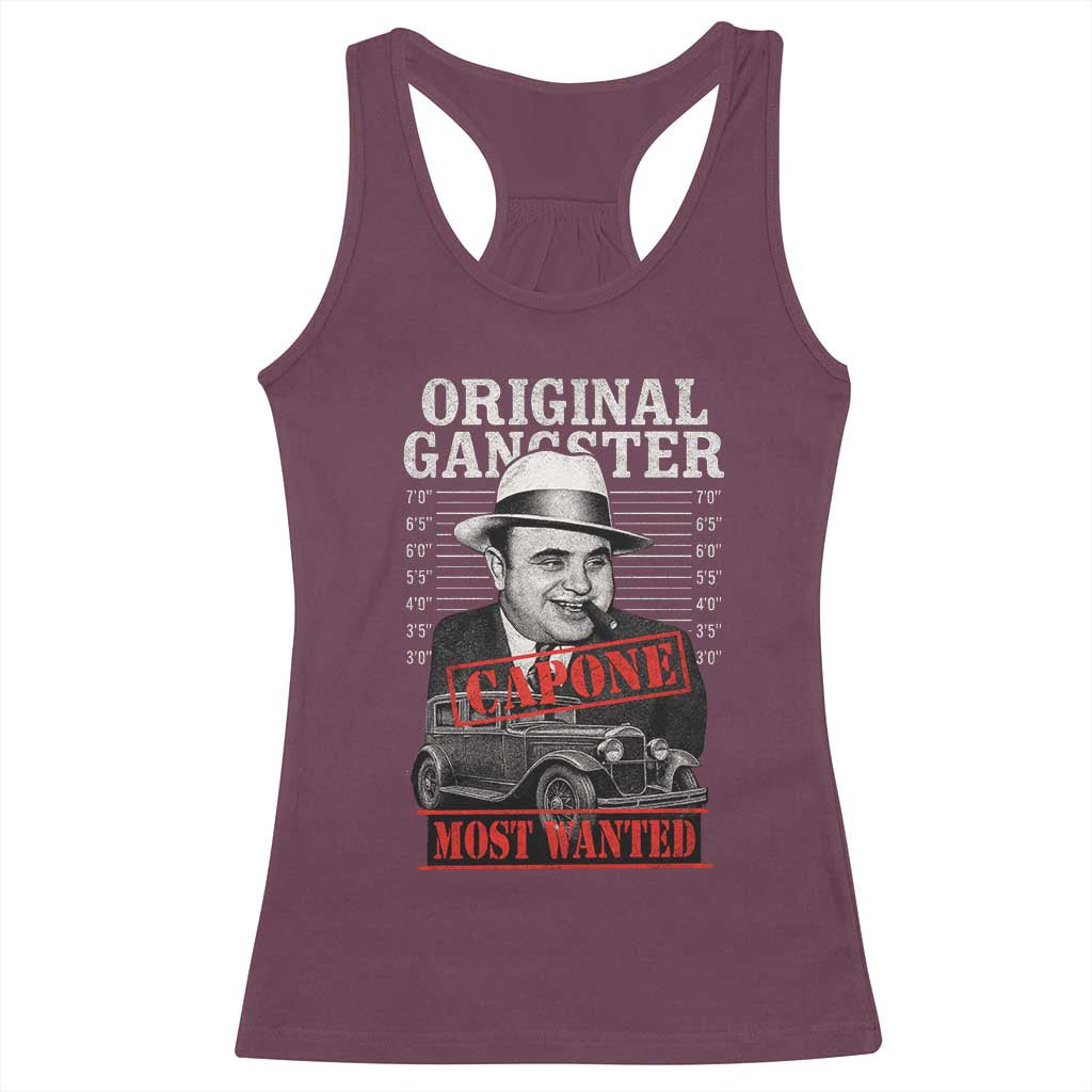 Original Gangster Most Wanted Al Capone Racerback Tank Top Italian American Mafia - Wonder Print Shop