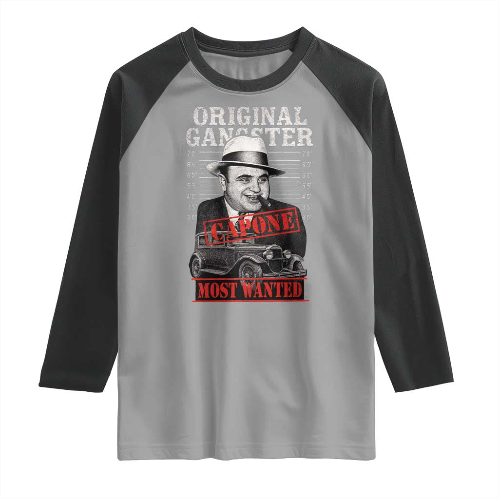 Original Gangster Most Wanted Al Capone Raglan Shirt Italian American Mafia - Wonder Print Shop