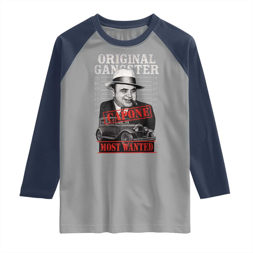 Original Gangster Most Wanted Al Capone Raglan Shirt Italian American Mafia - Wonder Print Shop