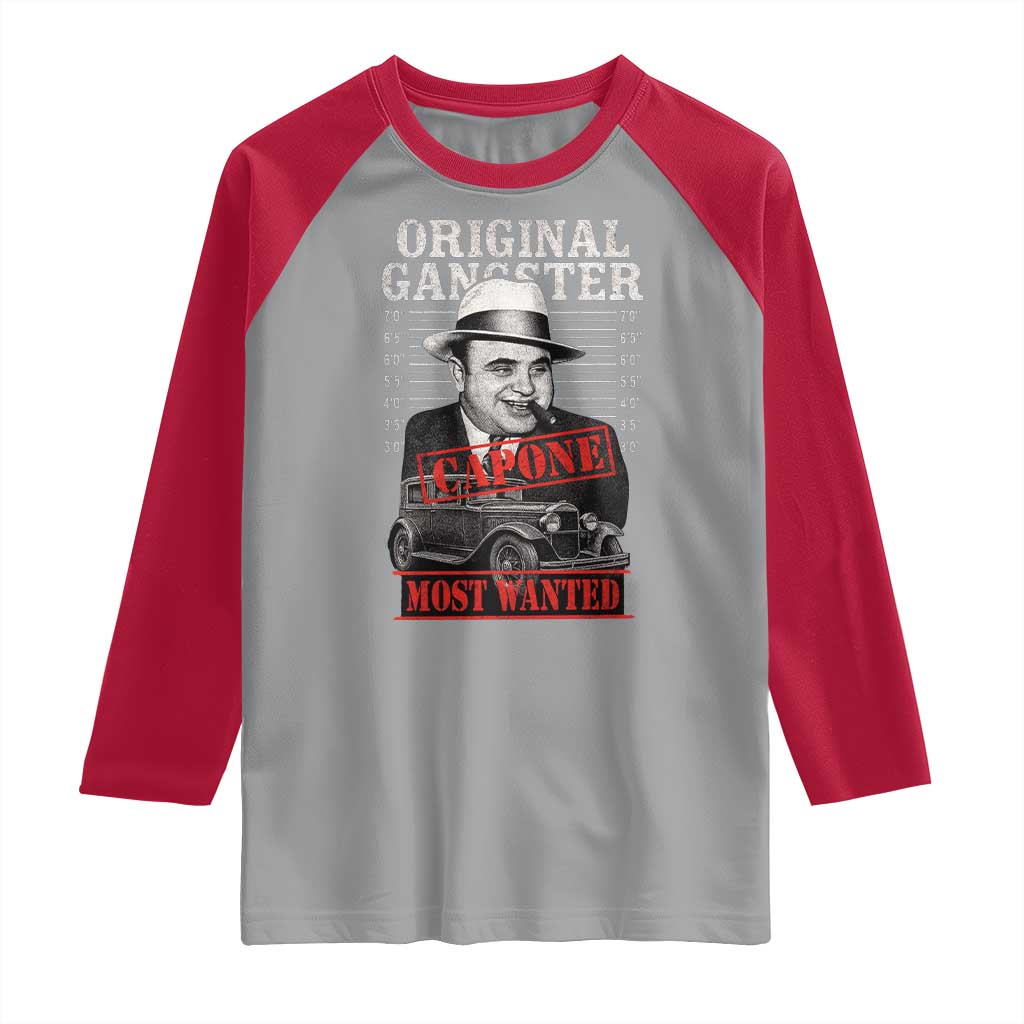 Original Gangster Most Wanted Al Capone Raglan Shirt Italian American Mafia - Wonder Print Shop