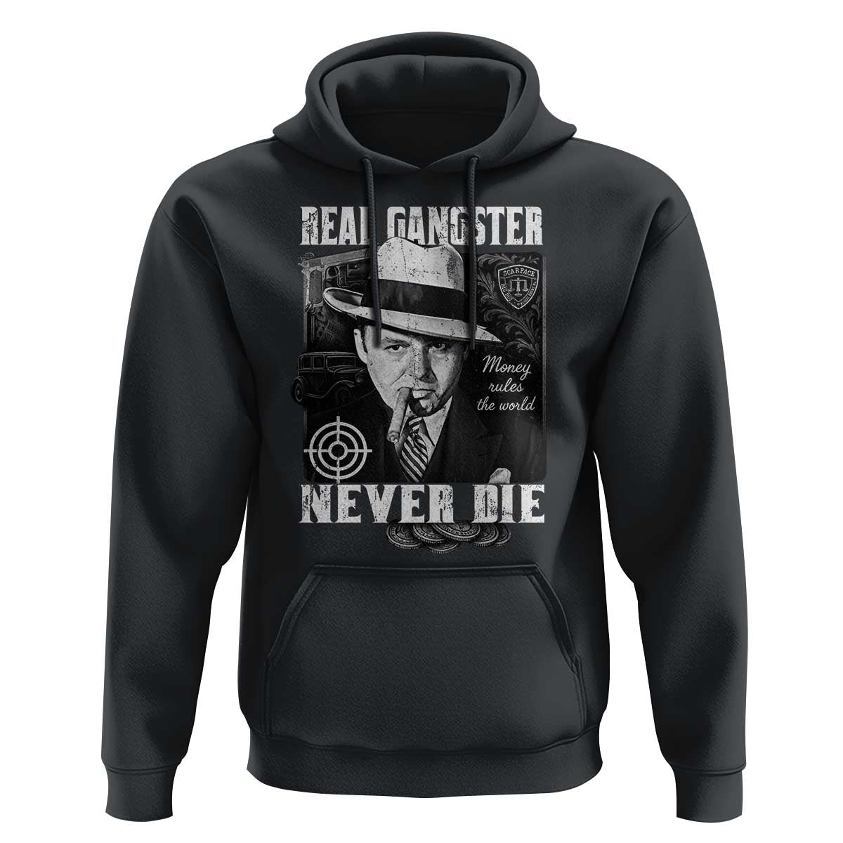 Al Capone Hoodie Real Ganster Never Die Italian American Mafia - Wonder Print Shop