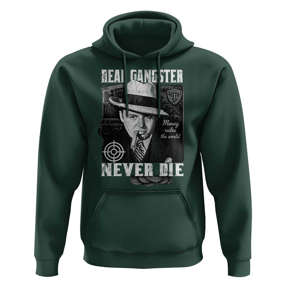 Al Capone Hoodie Real Ganster Never Die Italian American Mafia - Wonder Print Shop