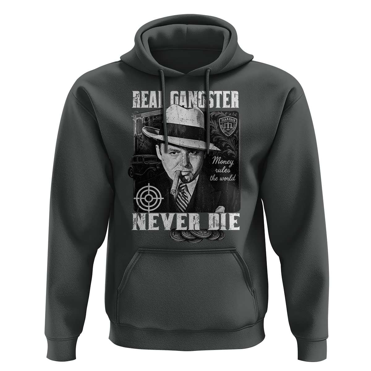 Al Capone Hoodie Real Ganster Never Die Italian American Mafia - Wonder Print Shop