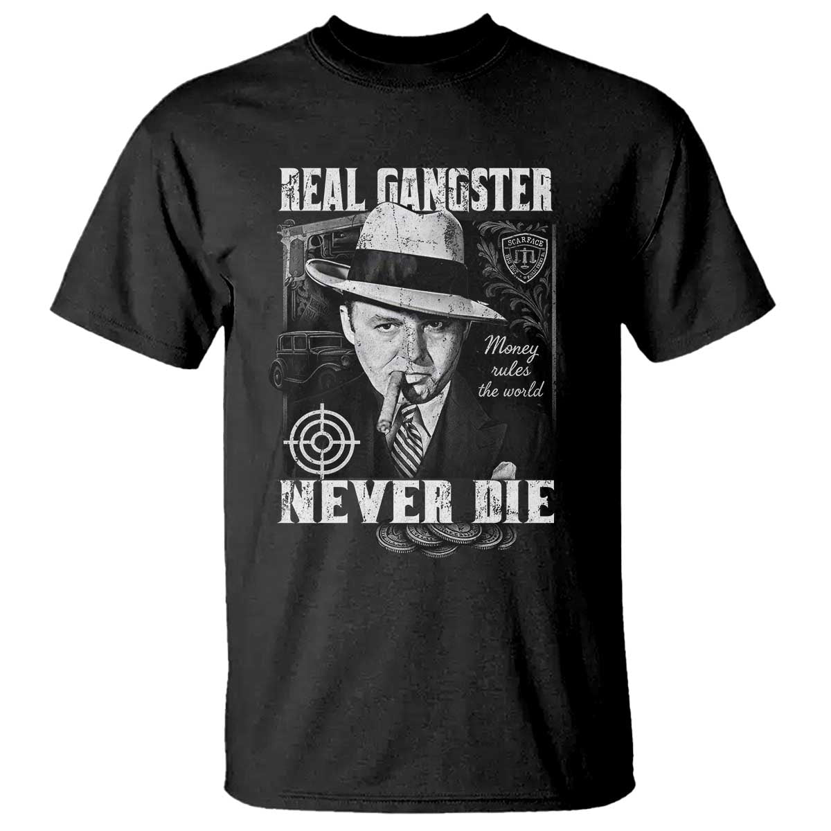 Al Capone T Shirt Real Ganster Never Die Italian American Mafia - Wonder Print Shop