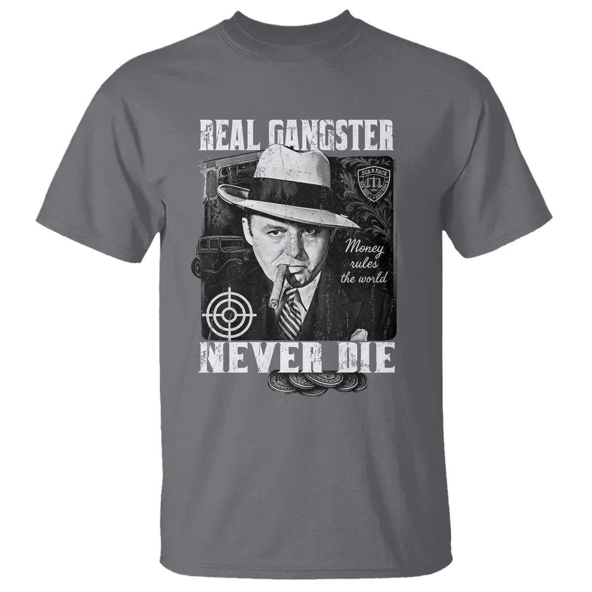 Al Capone T Shirt Real Ganster Never Die Italian American Mafia - Wonder Print Shop