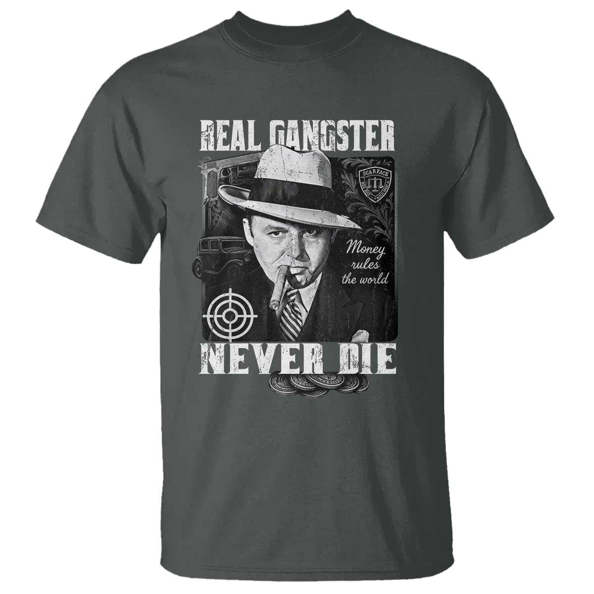 Al Capone T Shirt Real Ganster Never Die Italian American Mafia - Wonder Print Shop