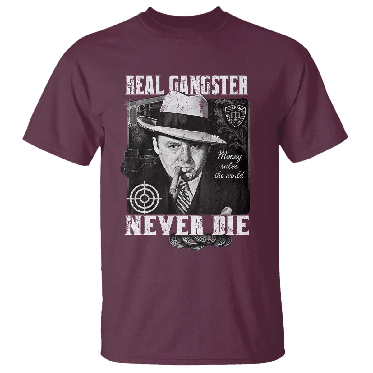 Al Capone T Shirt Real Ganster Never Die Italian American Mafia - Wonder Print Shop