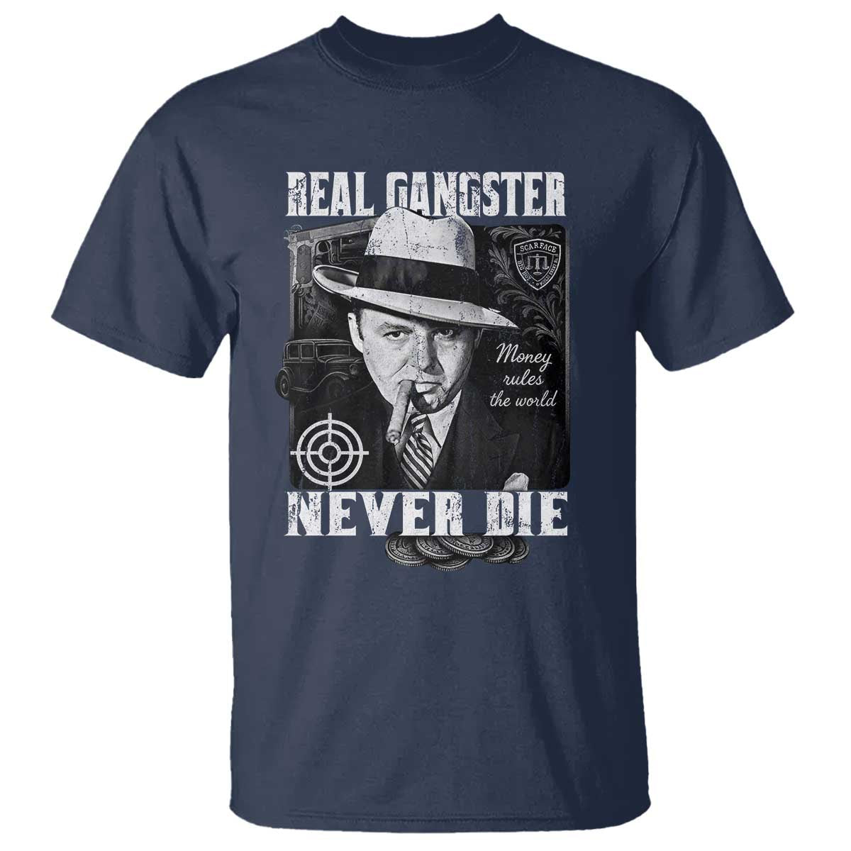 Al Capone T Shirt Real Ganster Never Die Italian American Mafia - Wonder Print Shop