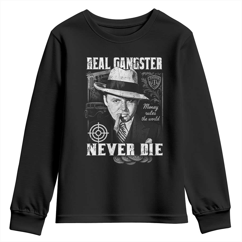 Al Capone Youth Sweatshirt Real Ganster Never Die Italian American Mafia - Wonder Print Shop