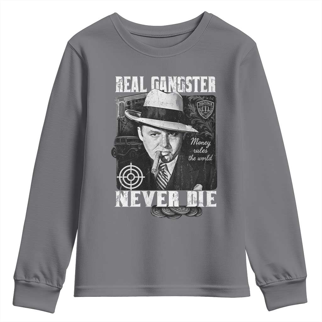Al Capone Youth Sweatshirt Real Ganster Never Die Italian American Mafia - Wonder Print Shop