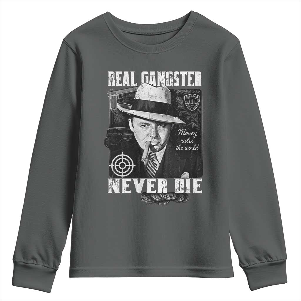 Al Capone Youth Sweatshirt Real Ganster Never Die Italian American Mafia - Wonder Print Shop