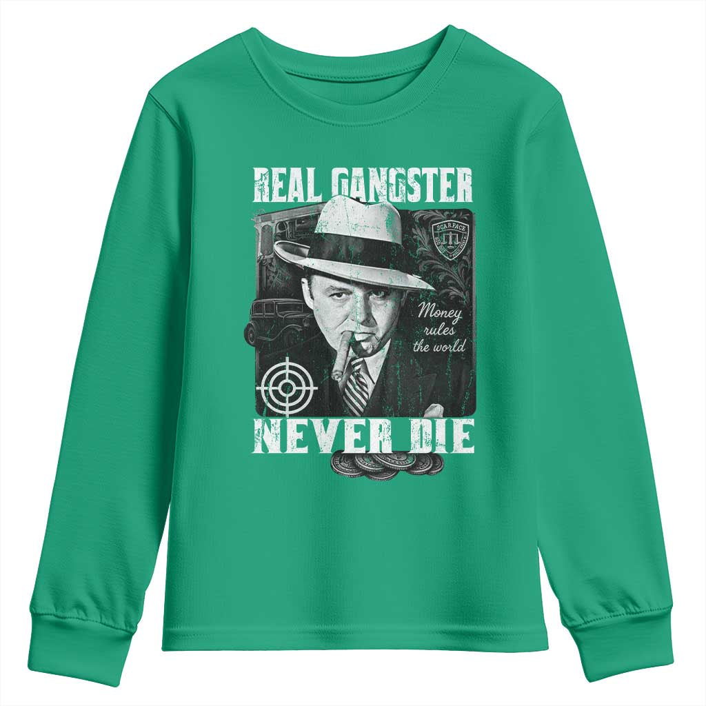 Al Capone Youth Sweatshirt Real Ganster Never Die Italian American Mafia - Wonder Print Shop