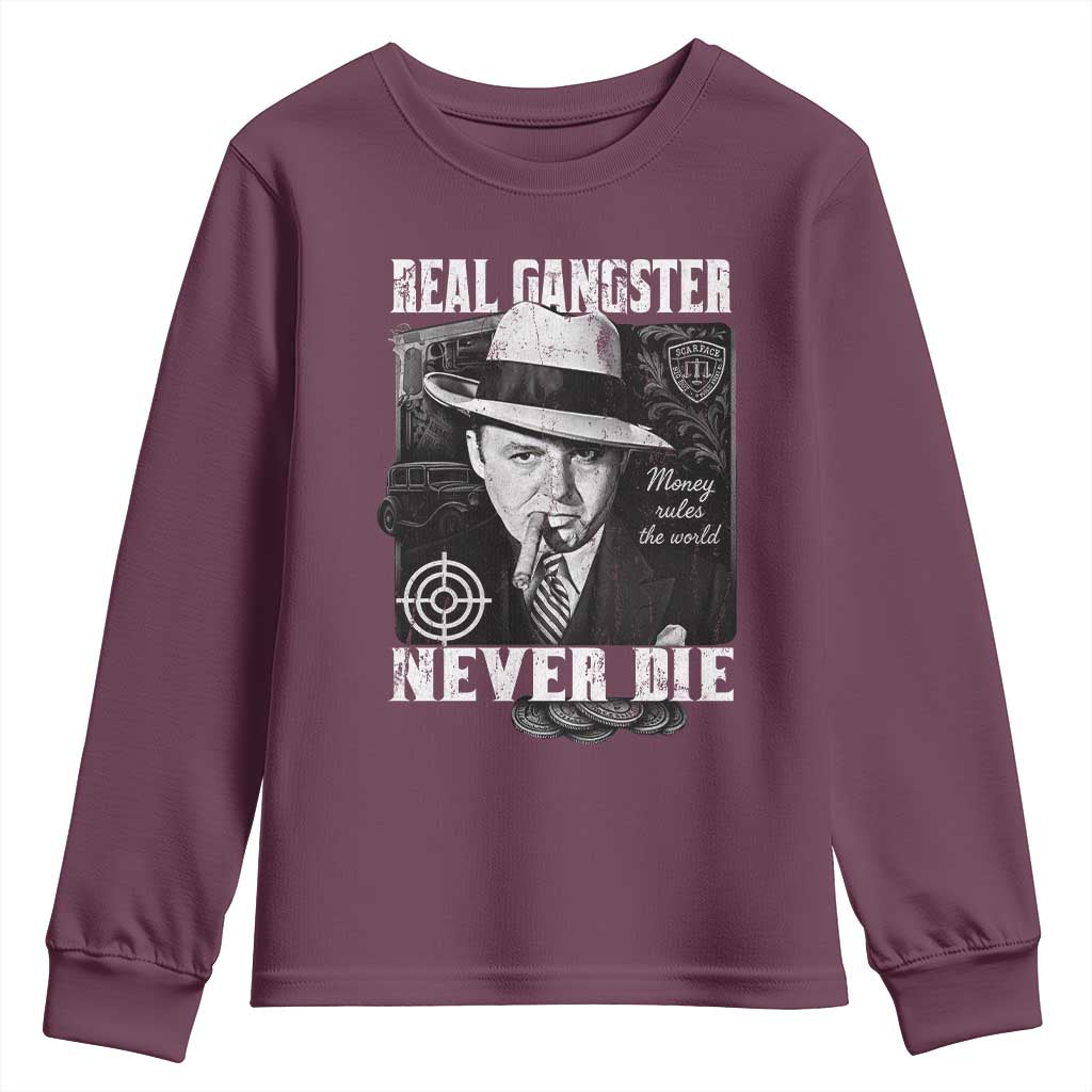 Al Capone Youth Sweatshirt Real Ganster Never Die Italian American Mafia - Wonder Print Shop