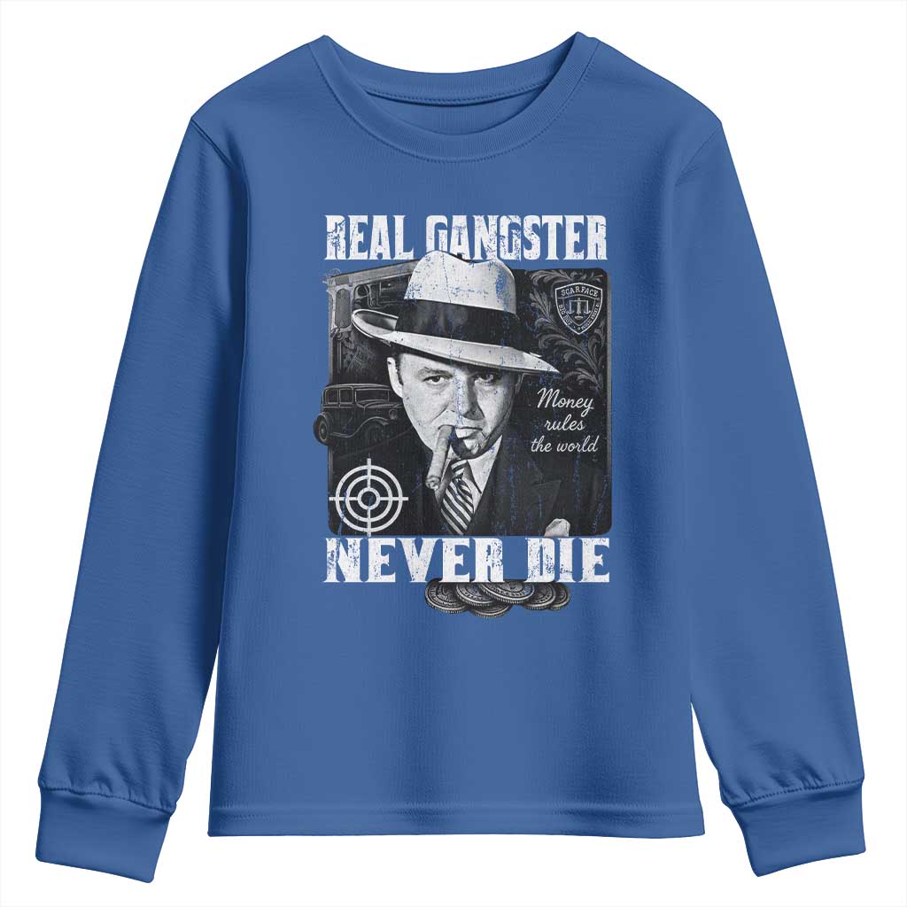 Al Capone Youth Sweatshirt Real Ganster Never Die Italian American Mafia - Wonder Print Shop