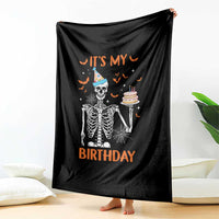 Funny Halloween Birthday Throw Blanket Its My Bday Skeleton Cake Party - Wonder Print Shop