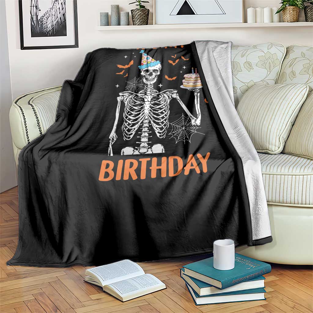 Funny Halloween Birthday Throw Blanket Its My Bday Skeleton Cake Party - Wonder Print Shop