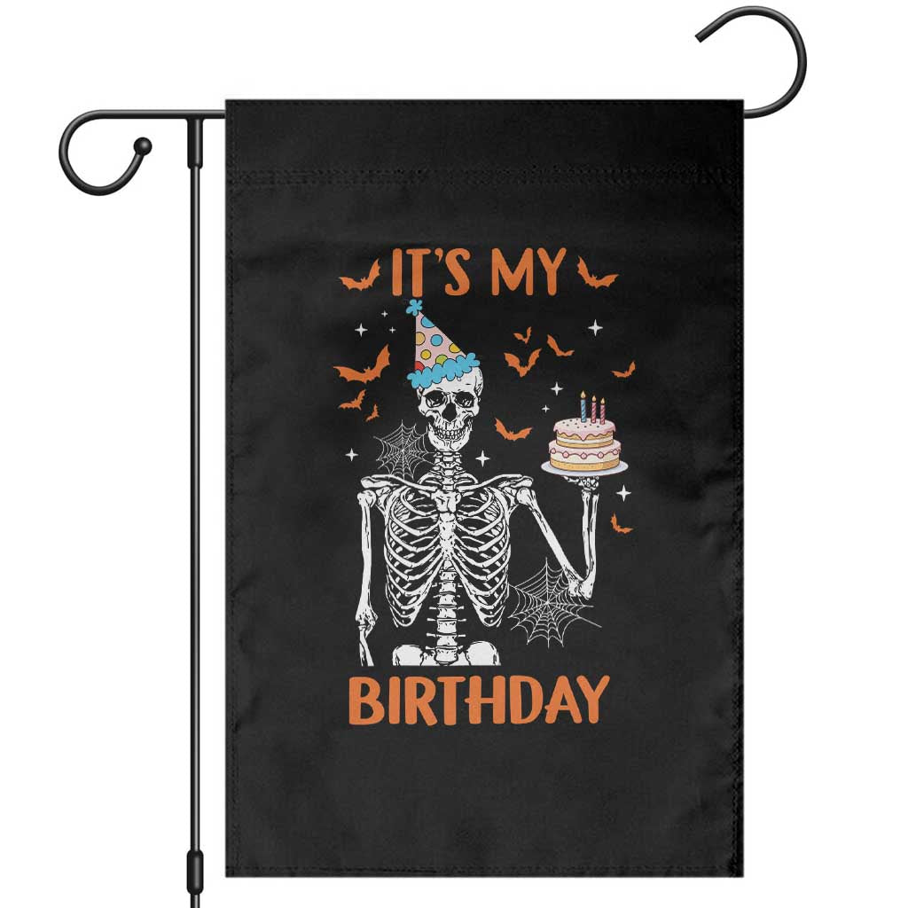 Funny Halloween Birthday Garden Flag Its My Bday Skeleton Cake Party - Wonder Print Shop