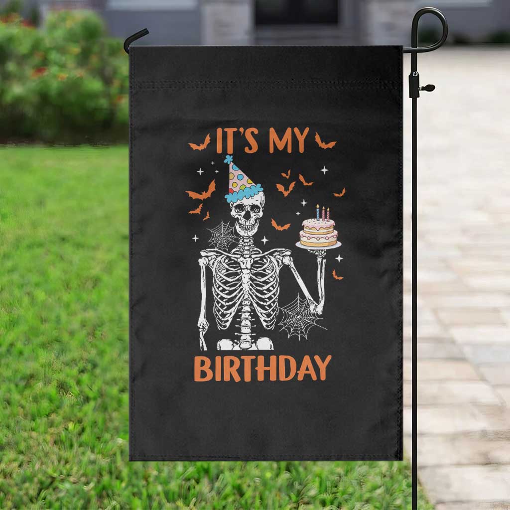 Funny Halloween Birthday Garden Flag Its My Bday Skeleton Cake Party - Wonder Print Shop