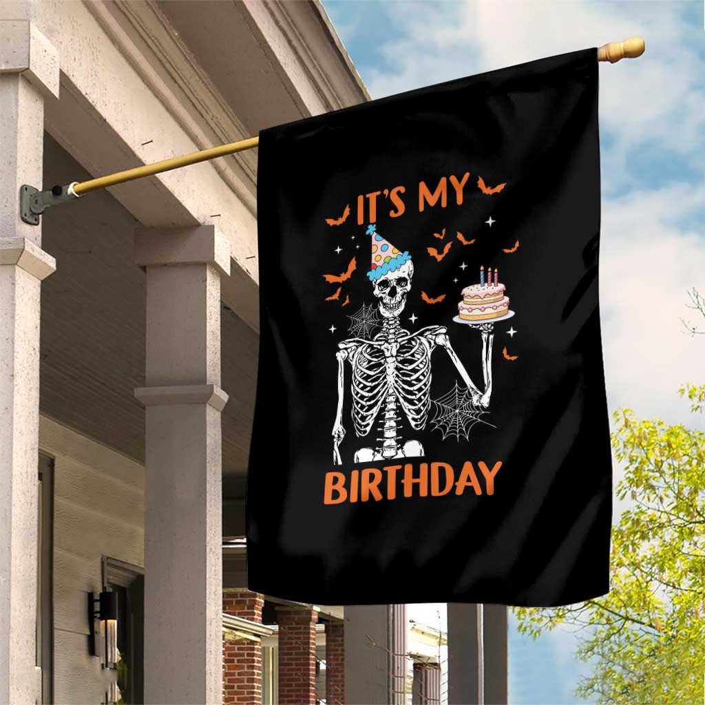 Funny Halloween Birthday Garden Flag Its My Bday Skeleton Cake Party - Wonder Print Shop