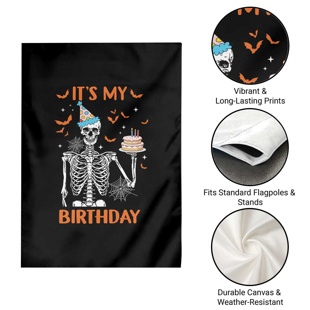Funny Halloween Birthday Garden Flag Its My Bday Skeleton Cake Party - Wonder Print Shop