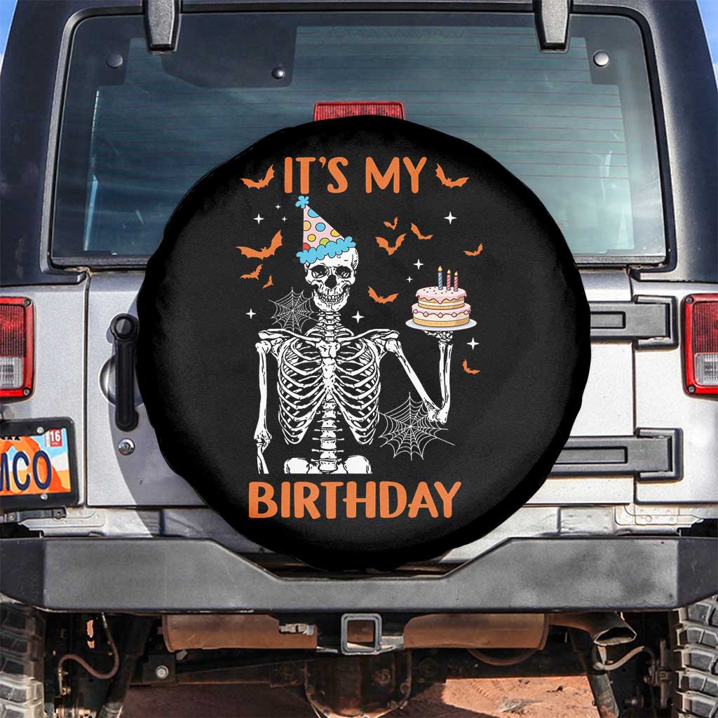Funny Halloween Birthday Spare Tire Cover Its My Bday Skeleton Cake Party - Wonder Print Shop