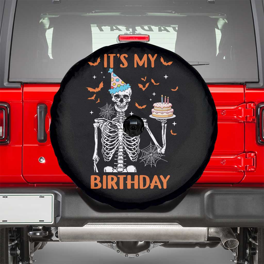 Funny Halloween Birthday Spare Tire Cover Its My Bday Skeleton Cake Party - Wonder Print Shop