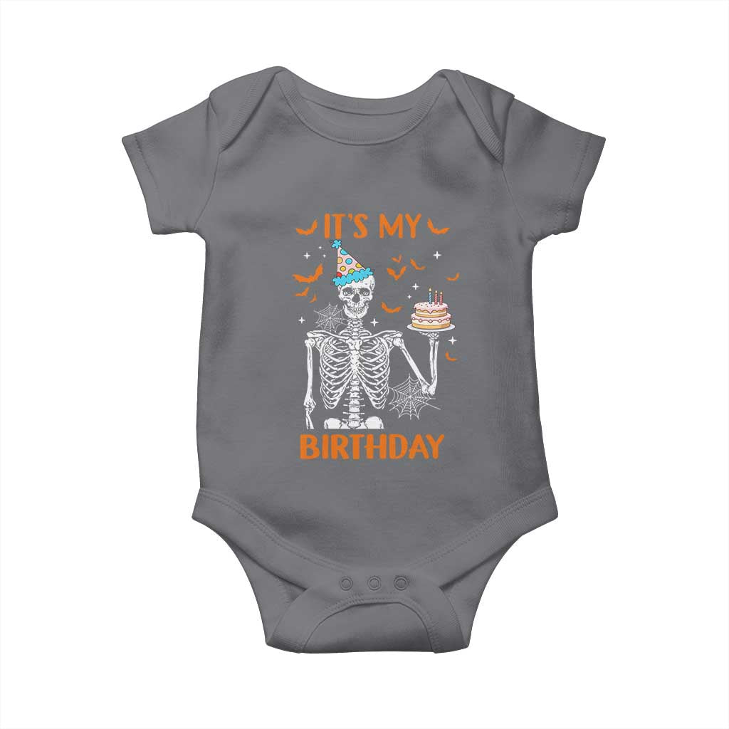 Funny Halloween Birthday Baby Onesie Its My Bday Skeleton Cake Party - Wonder Print Shop