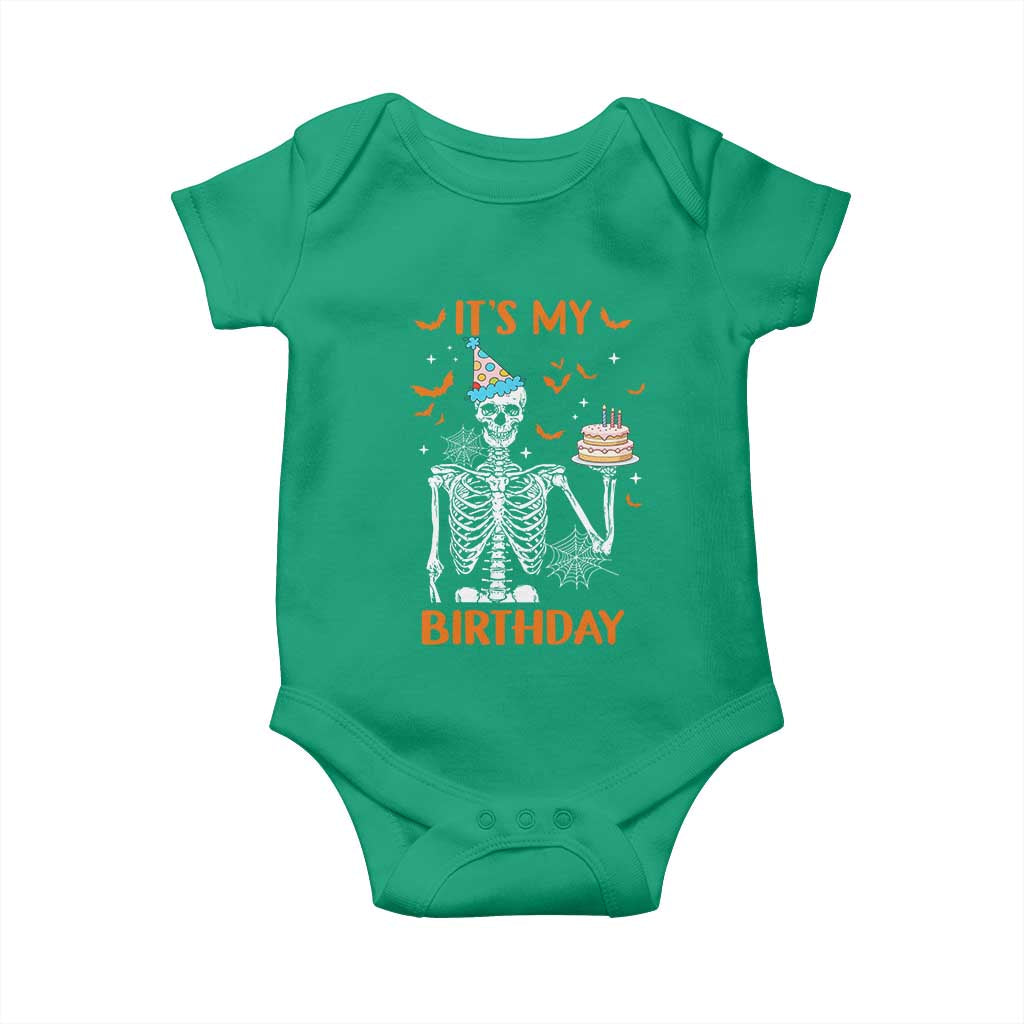 Funny Halloween Birthday Baby Onesie Its My Bday Skeleton Cake Party - Wonder Print Shop