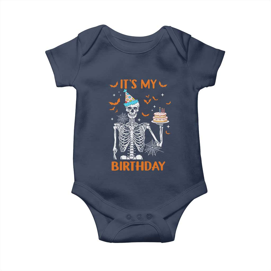 Funny Halloween Birthday Baby Onesie Its My Bday Skeleton Cake Party - Wonder Print Shop