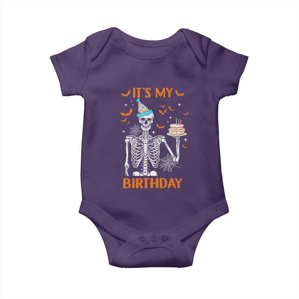 Funny Halloween Birthday Baby Onesie Its My Bday Skeleton Cake Party - Wonder Print Shop