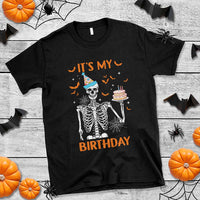 Funny Halloween Birthday T Shirt Its My Bday Skeleton Cake Party - Wonder Print Shop