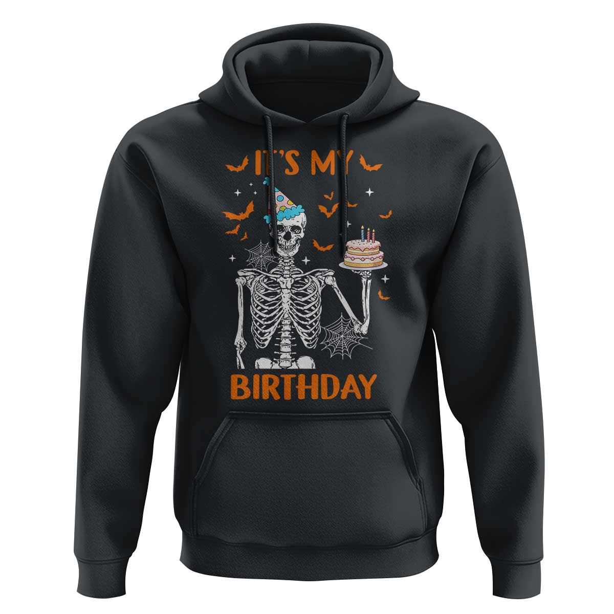 Funny Halloween Birthday Hoodie Its My Bday Skeleton Cake Party - Wonder Print Shop