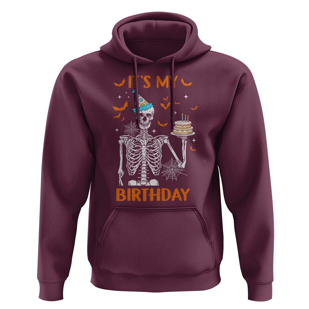 Funny Halloween Birthday Hoodie Its My Bday Skeleton Cake Party - Wonder Print Shop