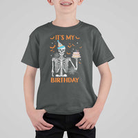 Funny Halloween Birthday T Shirt For Kid Its My Bday Skeleton Cake Party - Wonder Print Shop