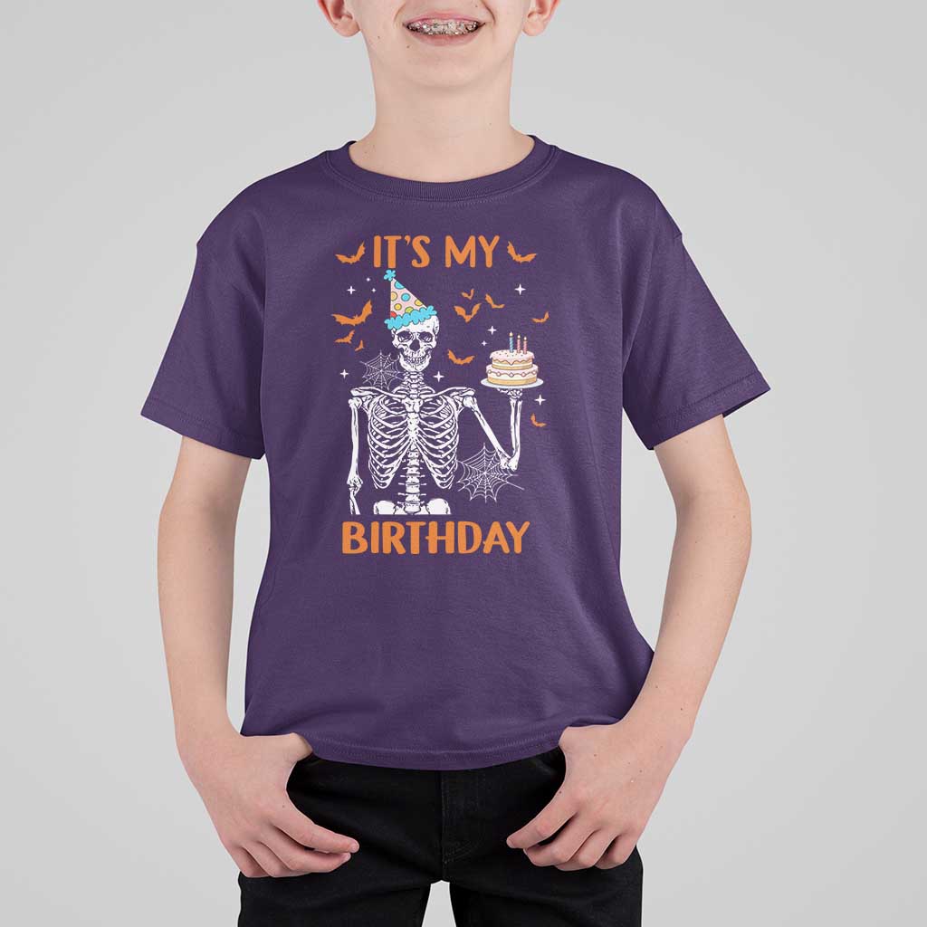 Funny Halloween Birthday T Shirt For Kid Its My Bday Skeleton Cake Party - Wonder Print Shop