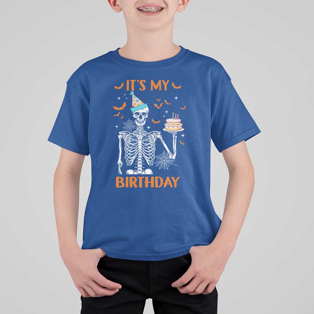 Funny Halloween Birthday T Shirt For Kid Its My Bday Skeleton Cake Party - Wonder Print Shop