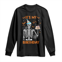 Funny Halloween Birthday Long Sleeve Shirt Its My Bday Skeleton Cake Party - Wonder Print Shop