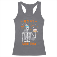 Funny Halloween Birthday Racerback Tank Top Its My Bday Skeleton Cake Party - Wonder Print Shop