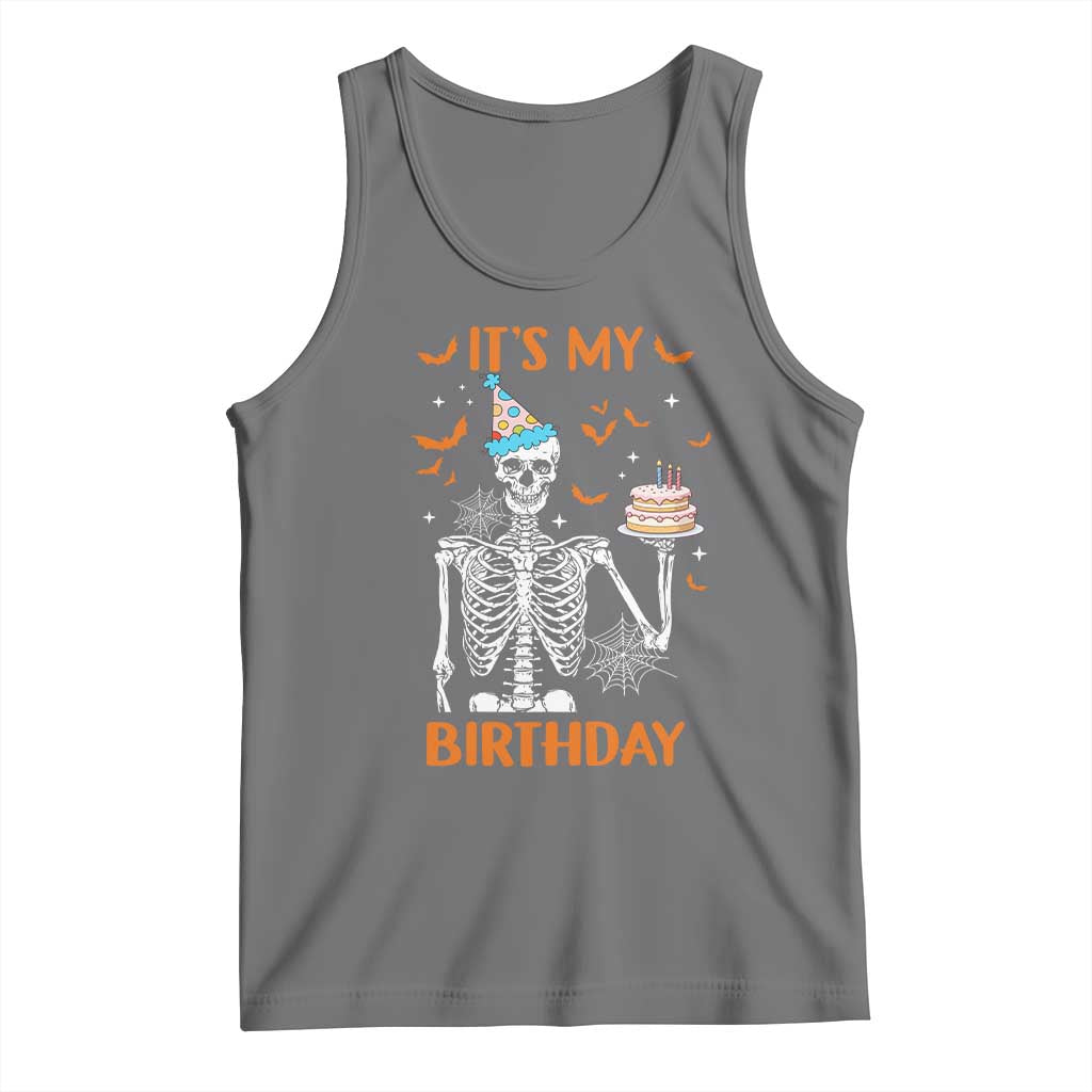 Funny Halloween Birthday Tank Top Its My Bday Skeleton Cake Party - Wonder Print Shop