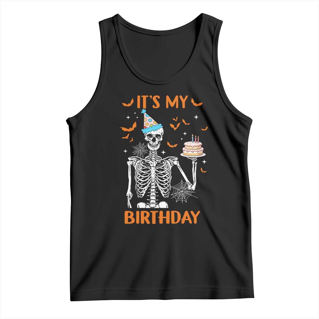 Funny Halloween Birthday Tank Top Its My Bday Skeleton Cake Party - Wonder Print Shop