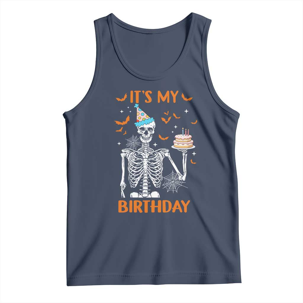Funny Halloween Birthday Tank Top Its My Bday Skeleton Cake Party - Wonder Print Shop