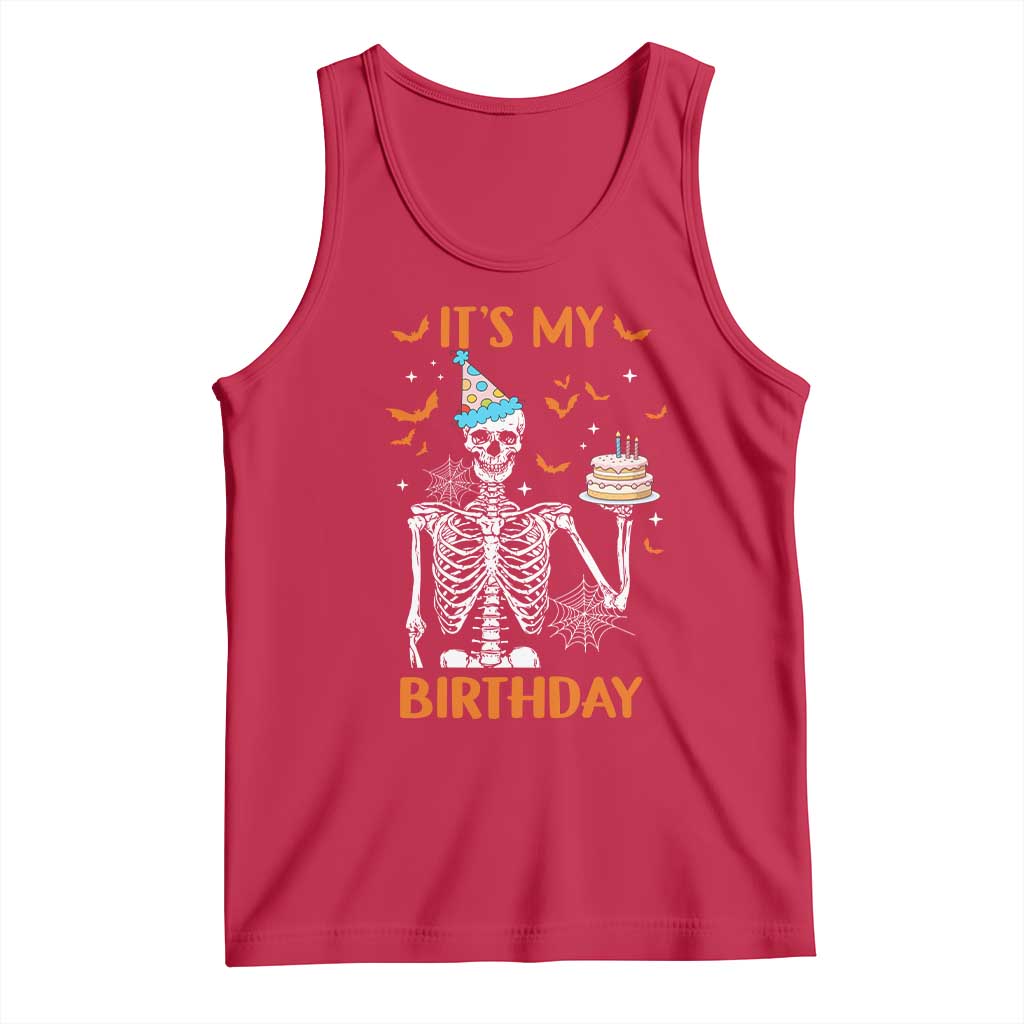 Funny Halloween Birthday Tank Top Its My Bday Skeleton Cake Party - Wonder Print Shop