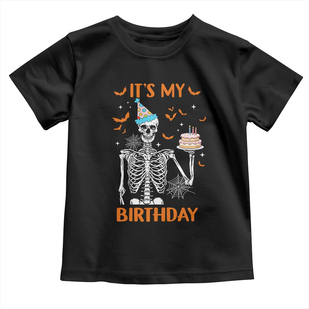 Funny Halloween Birthday Toddler T Shirt Its My Bday Skeleton Cake Party - Wonder Print Shop